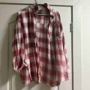 Red and white small distressed flannel from POL